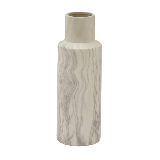 21" White Ceramic Contemporary Vase